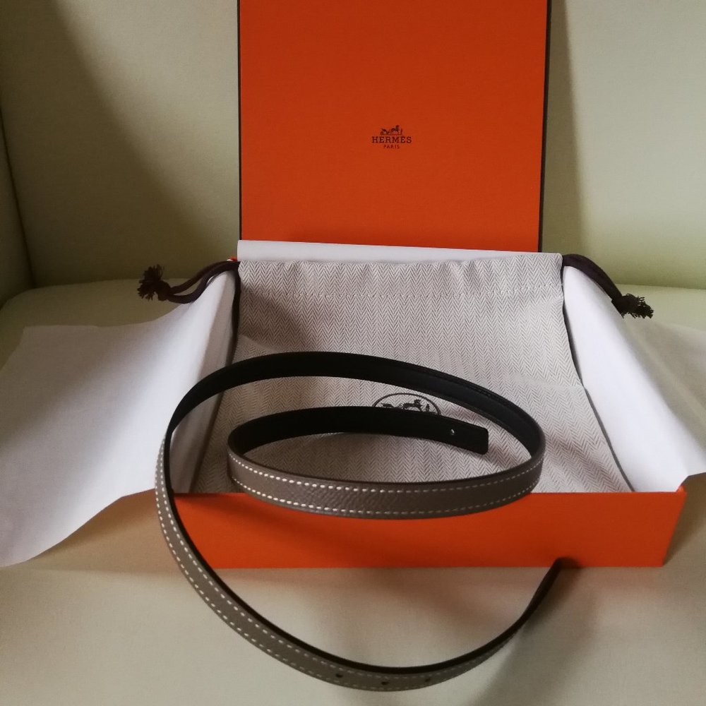 Authentic New Hermes Belt Leather Strap Reversible (no buckle) 70CM étoupe/noir